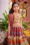 Kalista_Multi Color Raw Silk Embroidered Floral Mehvish Mughal Pattern Lehenga Set _at_Aza_Fashions