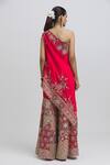 Buy_Anamika Khanna_Red Silk Embroidery One Shoulder Floral Sharara Set With Cape_Online_at_Aza_Fashions