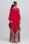 Shop_Anamika Khanna_Red Silk Embroidery One Shoulder Floral Sharara Set With Cape_at_Aza_Fashions