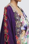Shop_Anamika Khanna_Purple Silk Printed And Embroidered Floral Cape Open Saree Set _Online_at_Aza_Fashions
