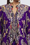 Anamika Khanna_Purple Silk Beads, Cut Work Open Mughal Pattern Embroidered Jacket Skirt Set_at_Aza_Fashions