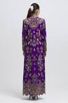 Shop_Anamika Khanna_Purple Silk Beads, Cut Work Open Mughal Pattern Embroidered Jacket Skirt Set_at_Aza_Fashions