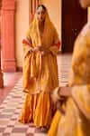 PUNIT BALANA_Yellow Banarasi Silk Woven And Mughal Marodi Kurta Gharara Set _at_Aza_Fashions