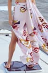 Buy_Nirmooha_Peach Modal Satin Print Patola Mosaic High Waist Side Slit Pant _Online_at_Aza_Fashions