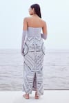 Shop_Nirmooha_Grey Glass Organza Embroidery Aztec Mirror Off Gown With Pair Gloves _at_Aza_Fashions