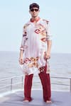 Buy_Nirmooha_White Chiffon Lurex Printed Patola Kurta And Pant Set _at_Aza_Fashions