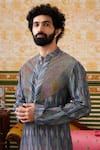 Soup by Sougat Paul_Blue Cotton Silk Embroidery Abstract Elara Kurta With Pant _at_Aza_Fashions