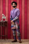 Buy_Soup by Sougat Paul_Purple Malaysian Silk Print Forest Zaynab Kurta With Pant  _at_Aza_Fashions