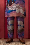 Buy_Soup by Sougat Paul_Purple Malaysian Silk Print Forest Zaynab Kurta With Pant  _Online_at_Aza_Fashions