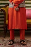 Soup by Sougat Paul_Orange Kurta And Pant Chanderi Embellished Bundi Geometric Adah Set _Online_at_Aza_Fashions