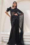 Buy_Mahima Mahajan_Black Net Embellished Sequin Sweetheart Adira Pre-stitched Saree With Blouse_at_Aza_Fashions