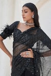 Mahima Mahajan_Black Net Embellished Sequin Sweetheart Adira Pre-stitched Saree With Blouse_Online_at_Aza_Fashions