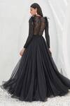 Shop_Mahima Mahajan_Black Net Embellished Crystal Round Adila Anarkali With Dupatta _at_Aza_Fashions