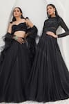 Mahima Mahajan_Black Net Embellished Crystal Round Adila Anarkali With Dupatta_Online_at_Aza_Fashions