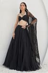 Buy_Mahima Mahajan_Black Net Embellished Crystal Sweetheart Aafia Flared Lehenga Set With Blouse_at_Aza_Fashions