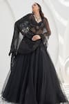 Buy_Mahima Mahajan_Black Net Embellished Crystal Sweetheart Aafia Flared Lehenga Set With Blouse _Online_at_Aza_Fashions