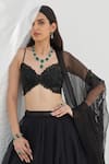 Mahima Mahajan_Black Net Embellished Crystal Sweetheart Aafia Flared Lehenga Set With Blouse_at_Aza_Fashions