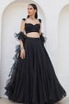 Buy_Mahima Mahajan_Black Net Embellished Crystal Sweetheart Aafreen Flared Lehenga Blouse Set _at_Aza_Fashions