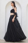 Mahima Mahajan_Black Net Embellished Crystal Sweetheart Aafreen Flared Lehenga Blouse Set _Online_at_Aza_Fashions