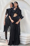 Mahima Mahajan_Black Net Embellished Crystal Band Abida Sequin Stripe Kurta Churidar Set _at_Aza_Fashions