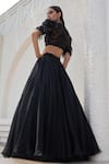 Shop_Mahima Mahajan_Black Net Embellished Crystal Round Aila Sequin Blouse With Lehenga _Online_at_Aza_Fashions