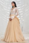 Buy_Mahima Mahajan_Beige Net Embellished Crystal Plunge Baana Sequin Stripe Anarkali With Dupatta_Online_at_Aza_Fashions