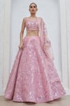 Buy_Mahima Mahajan_Pink Net Embroidered Crystal Zaina Floral Swirl Embellished Bridal Lehenga Set _Online_at_Aza_Fashions