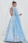 Shop_Mahima Mahajan_Blue Net Hand Embroidery Sequins Sweetheart Neck Parizaad Bridal Lehenga Set _at_Aza_Fashions