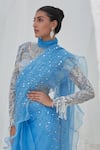 Buy_Mahima Mahajan_Blue Net Hand Embroidery Sequins High Yadira Pre-stitched Saree With Blouse _Online_at_Aza_Fashions