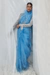 Mahima Mahajan_Blue Net Hand Embroidery Sequins High Yadira Pre-stitched Saree With Blouse _at_Aza_Fashions