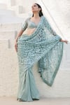 Buy_Mahima Mahajan_Green Net Hand Embroidery Sequins Jaana Pre-stitched Saree With Blouse _at_Aza_Fashions