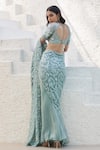 Shop_Mahima Mahajan_Green Net Hand Embroidery Sequins Jaana Pre-stitched Saree With Blouse _at_Aza_Fashions