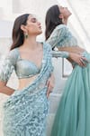 Mahima Mahajan_Green Net Hand Embroidery Sequins Jaana Pre-stitched Saree With Blouse _Online_at_Aza_Fashions