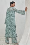 Shop_Mahima Mahajan_Green Net Hand Embroidery Sequins V Neck Rabia Kurta With Pant _at_Aza_Fashions