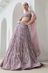 Mahima Mahajan_Purple Net Hand Embroidery Sequins Square Neck Reba Bridal Lehenga Set _Online_at_Aza_Fashions