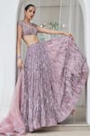 Shop_Mahima Mahajan_Purple Net Hand Embroidery Sequins Square Neck Reba Bridal Lehenga Set _Online_at_Aza_Fashions