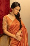 Buy_Kridha Designs_Orange Saree Chanderi Woven Vrindapriya With Embroidered Blouse _Online_at_Aza_Fashions