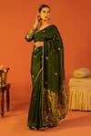 Kridha Designs_Green Saree Organza With Tissue Pallu Hand Gopika Blouse  _at_Aza_Fashions