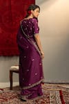 Shop_Kridha Designs_Pink Moonga Silk Embroidered Thread Muktika Floral Saree With Blouse  _at_Aza_Fashions