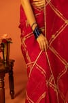 Kridha Designs_Red Saree Organza Embroidered Nandini Floral With Chanderi Blouse _Online_at_Aza_Fashions