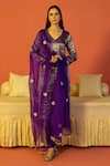 Buy_Kridha Designs_Purple Kurta Chanderi Woven Revati Set With Embroidered Dupatta _at_Aza_Fashions