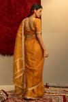 Shop_Kridha Designs_Yellow Organza Embroidered Shyama Floral Border Saree With Blouse  _at_Aza_Fashions