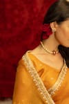 Buy_Kridha Designs_Yellow Organza Embroidered Shyama Floral Border Saree With Blouse  _Online_at_Aza_Fashions