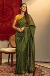 Buy_Kridha Designs_Green Saree Moonga Silk Woven Shyamapriya With Brocade Blouse  _at_Aza_Fashions