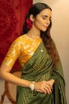 Kridha Designs_Green Saree Moonga Silk Woven Shyamapriya With Brocade Blouse  _Online_at_Aza_Fashions