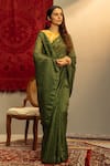 Buy_Kridha Designs_Green Saree Moonga Silk Woven Shyamapriya With Brocade Blouse  _Online_at_Aza_Fashions