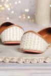 Shop_House Of Vian_White Embroidery Nooriya Juttis _Online_at_Aza_Fashions