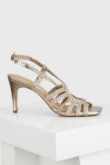 Oroh_Gold Brescia Textured Strap Sandals _Online_at_Aza_Fashions