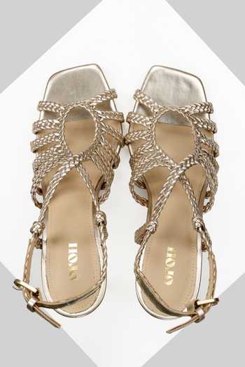 Buy_Oroh_Gold Brescia Textured Strap Sandals _Online_at_Aza_Fashions