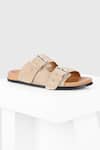 Buy_Oroh_Beige Studs Meilila Leather Embellished Flat _at_Aza_Fashions
